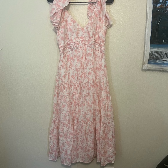 Trixxi Light Pink Floral Ruffled Sleeve Maxi Dress - Picture 2 of 3
